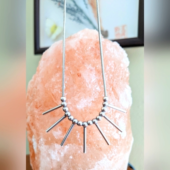 STERLING SILVER BEADS AND TUBES ROUND SNAKE NECKLACE - Picture 6 of 10